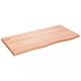 Blat de baie, maro deschis, 100x50x(2-4) cm, lemn masiv tratat