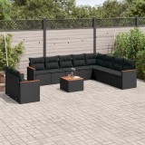 Cumpara ieftin Set canapele de grădină cu perne, 11 piese, negru, poliratan