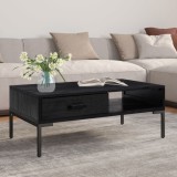 Cumpara ieftin Măsuță de cafea, negru, 90x50x35 cm, lemn masiv de pin reciclat
