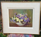 Tablou vaza cu flori, semnat