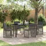 Set dining grădină vidaXL cu perne Gri din poly ratan