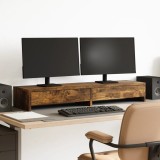 VidaXL Suport monitor cu sertare, stejar fumuriu, 100x27x15 cm, lemn