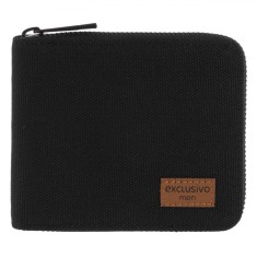 Portofel Bărbați Exclusivo Men, Negru cu Vinietă Maro, 11.5x2x9.5cm