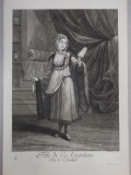 FILLE DE L &Aacute;RGENTIERE - ISLE DE L 'ARCHIPEL , GRAVURA ORIGINALA PE METAL de G. SCOTIN , 1714