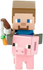 Figurina Minecraft Deluxe Steve On Saddled Pig foto