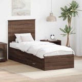 vidaXL Cadru de pat cu headboard Stejar marron și argintiu 70 x 190 cm 3411374