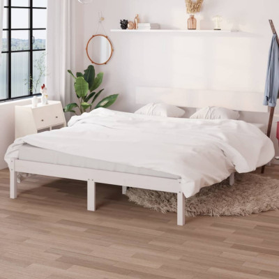 Cadru de pat, alb, 120x200 cm, lemn masiv de pin foto