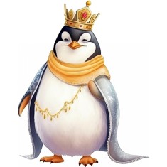 Sticker decorativ, Pinguin Rege, Alb, 76 cm, 1277STK-5