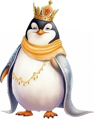 Sticker decorativ, Pinguin Rege, Alb, 76 cm, 1277STK-5 foto