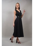 ROCHIE LUNGA IN STIL FORMAL CU CUREA IN TALIE BARESSA Negru S-M