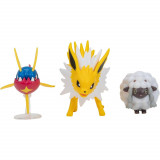 Set 3 Mini Figurine Articulate Pokemon - Wooloo, Carvanha, Jolteon