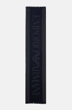 Emporio Armani fular barbati, culoarea albastru marin, neted