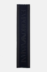 Emporio Armani fular barbati, culoarea albastru marin, neted