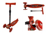 Trotineta din Metal pentru Copii, Scooter, 3 roti silicon cu lumini, Rosu, 67x55 cm