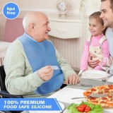 Baveta pentru Varstnici, din Silicon Reutilizabila, Reglabila - Albastru, Ideala pentru Masa Fara Murdarire