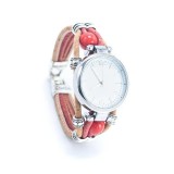 Ceas cu bratara din pluta natural - rosu