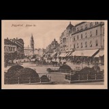 Carte poștală veche Oradea &ndash; Piata B&eacute;mer (Hotel Pannonia si Restaurant Emke) &ndash; 1915