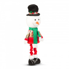 Figurină textilă de Crăciun - cu picioare telescopice - 95 x 25 x 20 cm - om de zăpadă foto