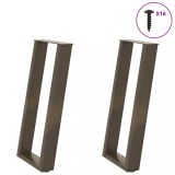 vidaXL Picioare de masă consolă &icirc;n formă de U, 2 buc., oțel natural, 38x(72-73) cm