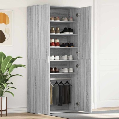 vidaXL Dulap pentru pantofi cu ușă Gri 80 x 39 x 180 cm Lemn compozit 3333871 foto