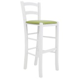 Scaun Paesana bar - cadru alb - imitatie piele verde - 21899
