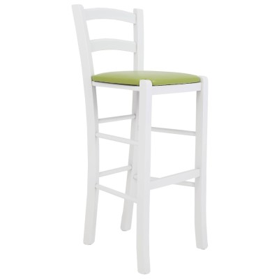 Scaun Paesana bar - cadru alb - imitatie piele verde - 21899 foto