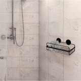 Etajera, raft pentru baie cu vetuze, 83x258x5 mm, Negru, Sepio