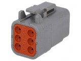Conector cablu-cablu DTM mamă 6 pini gri IP68