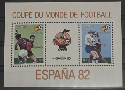 ZAIR 1981 - FOTBAL - WORLD CUP 1982 blocul de 2 v foto