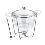 Bol pentru supa cu suport &icirc;ncalzitor si polonic 4L, sticla borosilicata Handy KitchenServ, Perfect Home