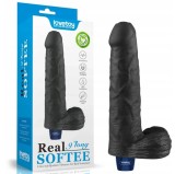 Vibrator Realist REAL SOFTEE, 10 Moduri Vibratii, TPE, Negru, 22.6 cm