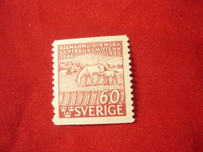 Timbru Suedia 1946 Congres Pasuni suedeze , 60 ore foto