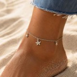 Bratara de Picior Argintie cu Stele de Mare pentru Vara, CMCLASS