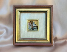 TABLOU MICUȚ VINTAGE PICTAT MANUAL PE FOAIE DE AUR