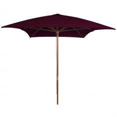 Umbrela de soare, exterior, stalp lemn, rosu bordo, 200x300 cm