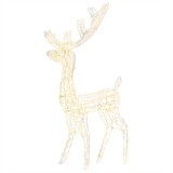 Decoratiune de Craciun ren 140 LED-uri alb cald 128 cm acril