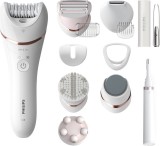 Epilator PHILIPS Seria 9000 BRE740/90 umed si uscat, 12 Accesorii, 32 Pensete, utilizare fara fir, 2 setari de viteza, Opti-Light, Discuri Ceramice, A