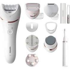 Epilator PHILIPS Seria 9000 BRE740/90 umed si uscat, 12 Accesorii, 32 Pensete, utilizare fara fir, 2 setari de viteza, Opti-Light, Discuri Ceramice, A