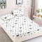 Husa de pat cu elastic alba cu fluturi negri 180x200cm D084