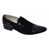 Pantofi barbati eleganti din piele naturala - Model Negru fara siret 1RN Marimea 44