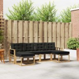 vidaXL Set de canapele de exterior cu pernă 6 pcs Alb și negru 3389746