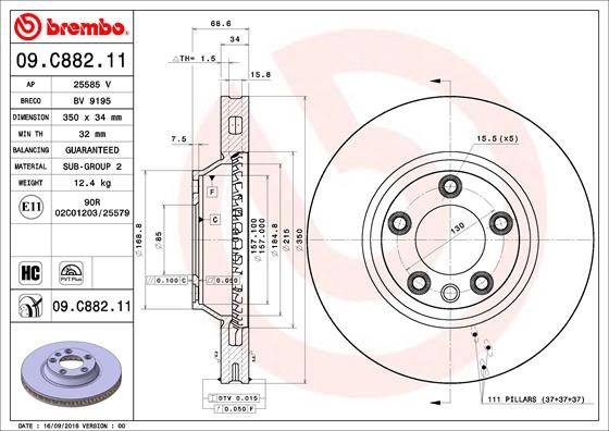 BREMBO 09.C882.11 PRIME LINE - UV Coated Disc frana