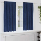 Draperii opace cu bandă, 2 buc., albastru &icirc;nchis, catifea