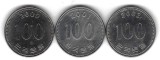Coreea de Sud , lot 48 - 3 buc x 100 Won 2000 , 2001 , 2002