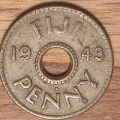 Fiji - moneda de colectie - raritate - 1 penny 1943 S George VI - stare f buna !