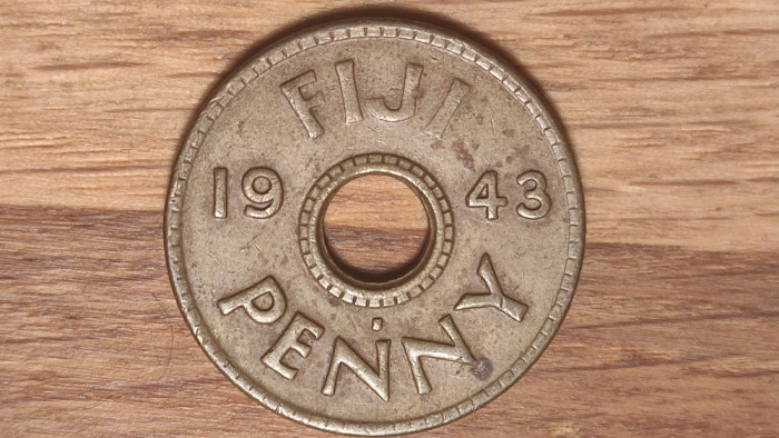 Fiji - moneda de colectie - raritate - 1 penny 1943 S George VI - stare f buna !