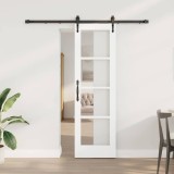 vidaXL Ușă glisantă Alb 61 x 198,5 cm Lemn masiv de pin și sticlă 3332322