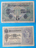 Bancnota veche - Germania Imperiala 5 Mark 1917 - circulata