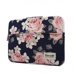 Husa Impermeabila Universala MacBook Air/Pro 15 Inch - Canvaslife Sleeve Navy/Rose foto