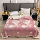 Cumpara ieftin Patura cocolino groasa cu blanita alba 200x230cm,doua fete,roz,pisicute - F115